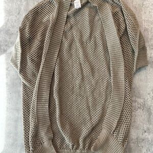 Beige Open Knit Long Cardigan Shrug Cover Up Duster Sweater XXL